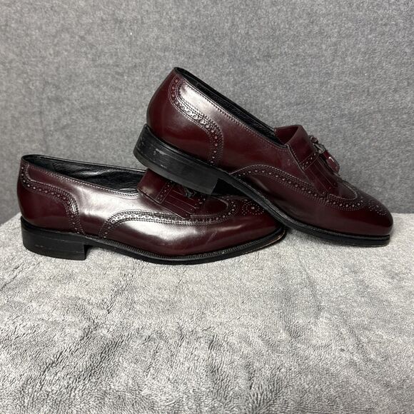 FLORSHEIM Mens Burgundy Leather Dress Shoes Wingtip Tassel Loafer Sz 8.5 D 17073 main image 7